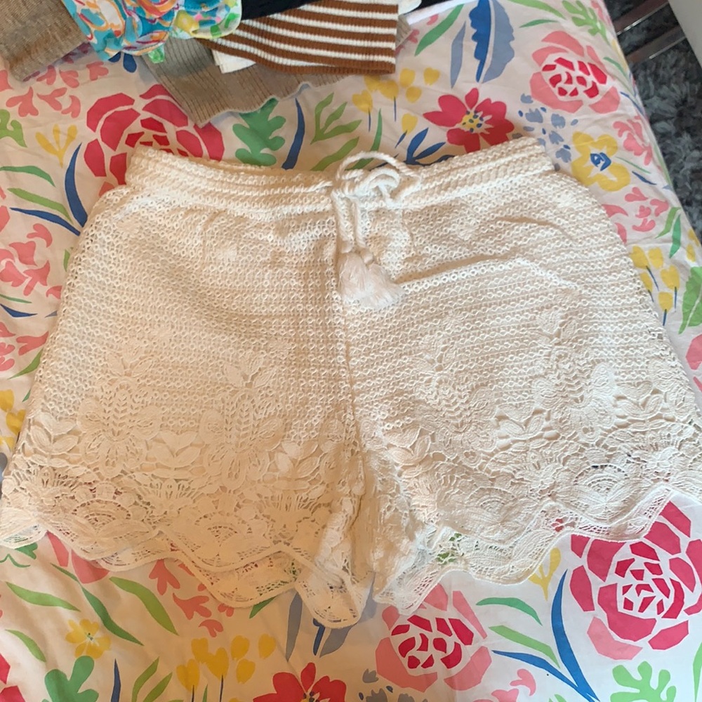 AF white crochet shorts